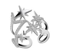 Hrtyvhin Eight Point Star Open Rings with Sparkling Zircon for Women Adjustable Size Finger Accessories Fashion Jewelry Stylish Accessory