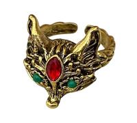 Hrtyvhin Foxes Rings Finger Accessory for Women and Girls Vintage Styles with Unique Design Mythology Styles Alloy Gold