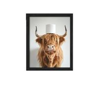 Hrtyvhin Fun Cattle Wall Art Funny Animal Picture Bathroom Decoration for Light Hearted Themes and Animal Lover Bathroom Decoration Poster