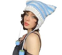 Hrtyvhin Girl Cartoon Ear Knit Hat Y2K-style Party Photo Props Hot Girl Cute Slouchy Crocheted Crochet Hat Crochet Hats For Women
