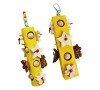 Hrtyvhin Handcrafts Wood Bird Chew Toy for Small to Large Parrots Beak Trimming and Foraging Exercise Cage Engagement Toy 2pcs Conure Grinding