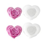 Hrtyvhin Heart Rose Silicone Mold, Floral Form, Home Decor, Wax Casting, Resin, Plaster Art Projects Heart Rose Silicone Mold Making Wax Floral Texture Resin Plaster Home