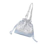 Hrtyvhin Lace-Trimmed Shoulder Bag, Checkered Nylon Design with Spacious Compartment & Quick Closure for Outings Checkered Beach Bag