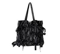 Hrtyvhin Large Capacity Handbag Nylon Shoulder Bag Underarm Pack Sophisticated Bows And Pleats For Daily Use And Various Occasion Shopping And Dating Bag