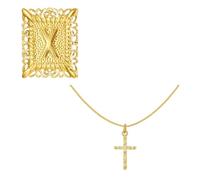 Hrtyvhin Layer Letter Charm Square Crucifix Pendant Necklace Adjustable Chain Copper Texture Neck Jewelry Suitable for Women Religious Symbol Jewelry