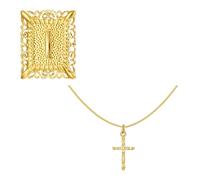 Hrtyvhin Layer Letter Charm Square Crucifix Pendant Necklace Adjustable Chain Copper Texture Neck Jewelry Suitable for Women Religious Symbol Jewelry