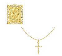 Hrtyvhin Layer Letter Charm Square Crucifix Pendant Necklace Adjustable Chain Copper Texture Neck Jewelry Suitable for Women Religious Symbol Jewelry