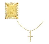 Hrtyvhin Layer Letter Charm Square Crucifix Pendant Necklace Adjustable Chain Copper Texture Neck Jewelry Suitable for Women Religious Symbol Jewelry