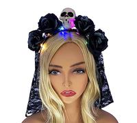 Hrtyvhin LED Glowing Flower&Skull Shape Headband For Women Halloween Party Hair Hoop Hairband Woman Taking Photo Hair Accessories Headbands For Women