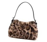 Hrtyvhin Lightweight Leopards Fuzzy Bag Organizers Top Handle Soft Fabric Handbag Multi Compartment Design Commute Companion Leopards Fuzzy Commuters