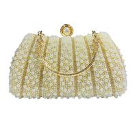 Hrtyvhin Luxurious Beaded Embellished Handbag Lightweight Polyester Construction Secure Closure for Dinners Prom Occasion Crossbody Purse