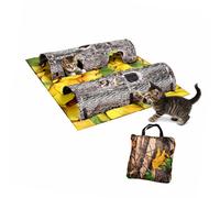 Hrtyvhin Natural Plan Puss Tunnel and Rest Mat for Play Hide Jump Sleep Highlighting 4 Cavities Pliable Machine Launderable 40x47 Inches Machine Launderable Mat