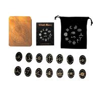 Hrtyvhin Nordic Wood Cut Stones with Storage Bag Family Board Game Props Divinations Game Witch Set