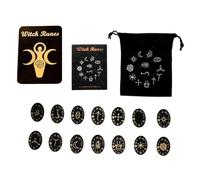 Hrtyvhin Nordic Wood Cut Stones with Storage Bag Family Board Game Props Divinations Game Witch Set