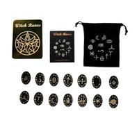 Hrtyvhin Nordic Wood Cut Stones with Storage Bag Family Board Game Props Divinations Game Witch Set