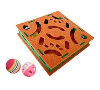 Hrtyvhin Portable Cats Enrichment Felted Box 2 Hide Bells Ball for Engaging Mind and Bodies During Playtimes Indoors Felted Pet Box