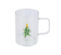 Hrtyvhin Practical 3D Christmas Tree Glass Mugs Elegant Christmas Themed Cup with Candy Cane for Hot and Cold Beverages Wine with Candy Cane Designs