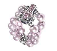 Hrtyvhin Romantics Crucifix Shaped Stretch Rings Hypoallergenically Stainless Steel with Faux Pearls Accent Anniversary Present Adjustable Crucifix Rings