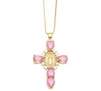 Hrtyvhin Sacred Crosses Necklace with Sparkling Rhinestones Stylish Neckchain Adornment for Trendy Men and Women Fashionable Spiritual Accessory