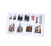 Hrtyvhin Set 10pcs Resin Christmas House Scene Village Collections Winter Cabin Town Street Light Up Building Kids Christmas House Window Decoration