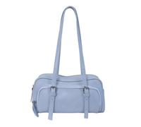 Hrtyvhin Smooth Faux Leather Bowling Shoulder Bag with Front | Top Zipper Handbag for Daily Commute Easy Access