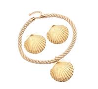 Hrtyvhin Sophisticated Shell Pendant Necklace and Earrings Accessories for Weddings and Dates Stylish Alloy Jewelry Black Shell Jewelry