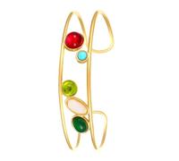 Hrtyvhin Stackable Retro Geometric Cuff Stainless Steel 18K Gold Coated Jewelry Simple Elegant Design Formal Casual Wear Accessory Minimalist Geometric