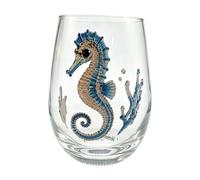 Hrtyvhin Stemless Clear Drinking Glass, Little Seahorse 2D Plane
