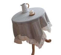 Hrtyvhin Stylish Lace Trimmed Dining Tablecloth Wrinkleproof Polyester Fabric for Family Gatherings Home Decoration Lace Table Runners