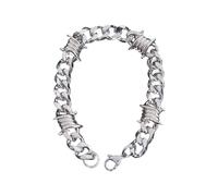 Hrtyvhin Stylish Thorn Design Cuban Chain Necklace Creative Neckchain Wristband Suitable for Daily Wear and Parties Stainless Steel Fashion Chain