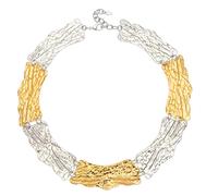 Hrtyvhin Unique Asymmetrical Chokers Necklace in Steel Composite Materials with Baroques Pearls for Daily Wear and Social Event Unisex Stratified Neck Chain