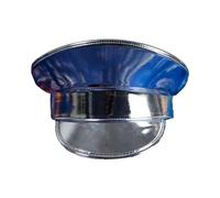 Hrtyvhin Unisex Casual Y2k Girls Hat Christmas Halloween PU Women Carnival Outdoor Silver Color Captain Hats For Men For Women Hats For Party Silver Adjustable