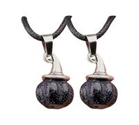 Hrtyvhin Unisex Halloween Jewelry Black Cord Necklace with Pumpkin Witch Hat Charm and Natural Agate Stone Accessory Agate Charm Necklace with Witch Hat & Pumpkin