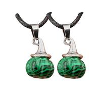 Hrtyvhin Unisex Halloween Jewelry Black Cord Necklace with Pumpkin Witch Hat Charm and Natural Agate Stone Accessory Agate Charm Necklace with Witch Hat & Pumpkin