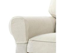 Hruile 2pcs Stretch Armchair Couch Covers Anti-Slip Chair Arm Protectors Sofa Armrest Cover Arm Rest Covers Furniture Armchair Slipcovers for Recliners Sofas Chairs-Off-White