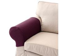 Hruile Armchair Covers Stretch Sofa Arm Caps Non Slip Arm Rest Covers Armrest Protectors Spandex Polyester Sofa Slipcovers for Chairs Furniture Protector,Set of 2,Purple