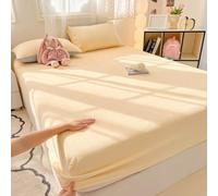 Hruile Double Fitted Sheet & Pillowcase Bed Sheet Set Deep Pocket | 120x200cm, Fitted Bed Sheets, with 2 Pillowcases, All-Around Elastic, Bedsheets, Easy Care, Soft & Breathable