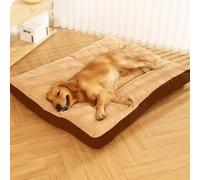 Hruile Large Dog Bed Washable Pet Bed Cushion Mattress, Comfort Warm Pet Crate Mat for Medium Large Dogs, Rectangular Plush Puppy Pillow Pad with Non-Slip Bottom (60x47x7cm,Coffee)