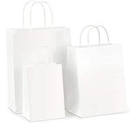 HRUISE White Paper Gift Bags 30Pcs, Small + Medium +Large Paper Bags with Handles, 130GMS Kraft PaperBags Set for Valentine's Day Wedding Shopping Party Birthday Merchandise Grocery - 10pcs Each Size