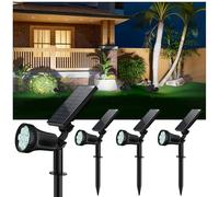 HRUUROO Outdoor Solar Spotlight, 30 LEDs Solar Lights, Auto On/Off with 3 Modes, IP63 Waterproof Landscape Lighting, 4Pack White