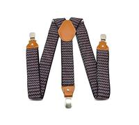 HRWLY Mens Suspenders Braces Elastic Trouser Belt Braces Straps Houndstooth Y Back Male Suspender Clips