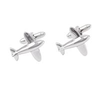 HRWLY Metal Silver Passenger Aircraft Cufflinks Fighter Model Men's French Cuff Stud