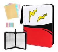 HRX Package 900 Pocket Trading Card Binder for Pokemon Cards, 9-Pocket Trading Card Holder, PU Leather Zippered Collector's Album with 50 Removable Sleeves, Subject divider and Sticky Tabs, Gifts