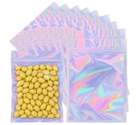 HRX Package Holographic Ziplock Bags, 14x20cm Sealable Mylar Sweet Pouch Foil Bags for Wax Melt Packaging Food Sample Bags(Pack of 50)