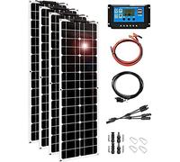 Hrxllb 200W/400W/800W Flexible Solar Panel RV Solar Kit 12V-24V, High Efficiency Monocrystalline Solar Module Weatherproof Bendable Easy to Install for RV, Boats, Trailer, Camper, Off-Grid(800w)