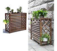 HRXQ Wood Air Conditioner Cover Outdoor Flower Stand Display Rainproof Sunscreen Conditioning Shell Blinds Radiator Covers For Hide Air Conditioner Outer(X-LARGE)