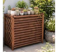 HRXQ Wooden Air Conditioner Cover, Plant Stand, Outdoor Solid Wood Trellis, Privacy Screen, Fence, Blinds, Design(120x57x100cm)