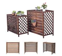 HRXQ Wooden Air Conditioning Flower Stand Air Conditioning Rack Cover Outdoor Plant Display Brown Radiator Covers Conditioning Cover, Hide Air Conditioning Outdoor Unit, 4 Size(Small)