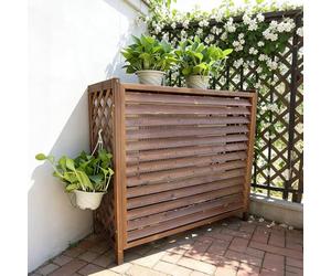 HRXQ Wooden Air Conditioning Rack Radiator Covers Air Conditioning Shell Blinds Cover Privacy Screen Brown Outside Unit Air Conditioner Cover for Garden Balcony(XL-120x57x100cm)