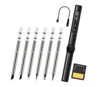 HS-01 Constant Temperature Electric Soldering Iron, Adjustable Constant Temperature Fast Heat Portable Soldering Iron PD65W And DC24V(Black 6-pin)